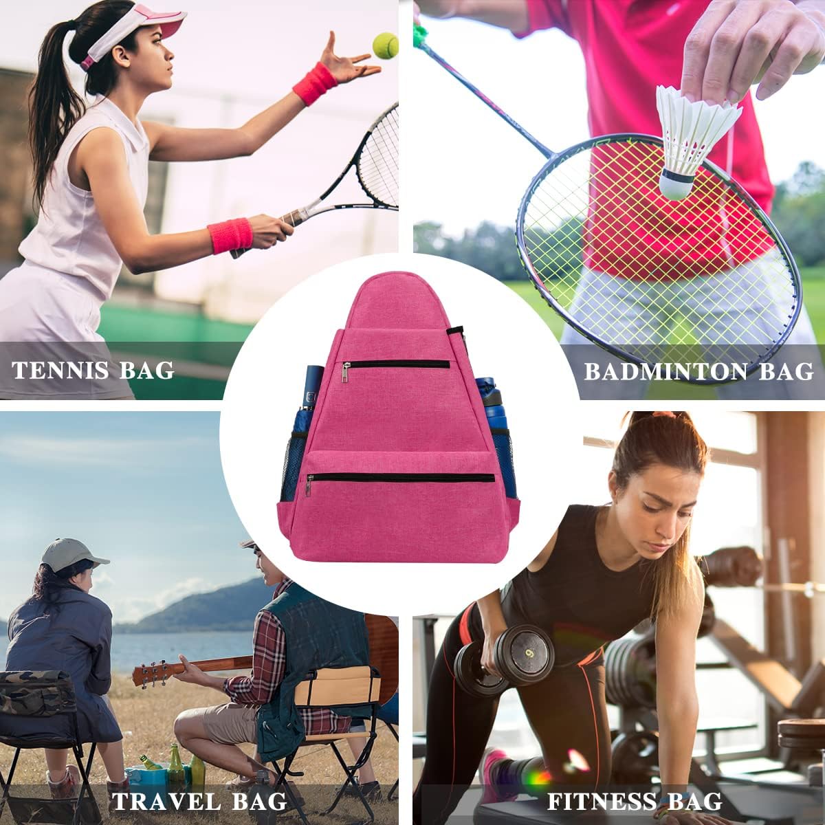 TDIFFUN Tennis Bag Tennis Racket Backpack with Shoe Compartment Large Capacity Sports Backpack with Shoe Bag for Men and Women, Racket Bag for Tennis, Badminton, Pickleball and Other Accessories (Pink) : Sports & Outdoors