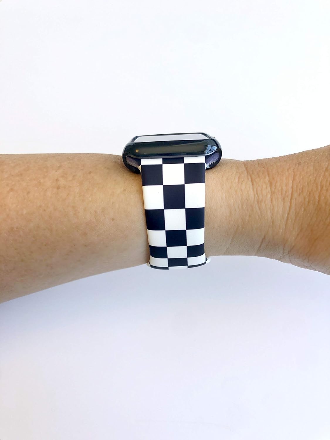 Copper Robin Black and White Checkered Watch Band for Apple Watch Replacement Watch Band Watch Strap for iwatch Compatible with Apple Watch Series 1 2 3 4 38mm 40mm 42mm 44mm Watch Band (M/L 38/40mm)