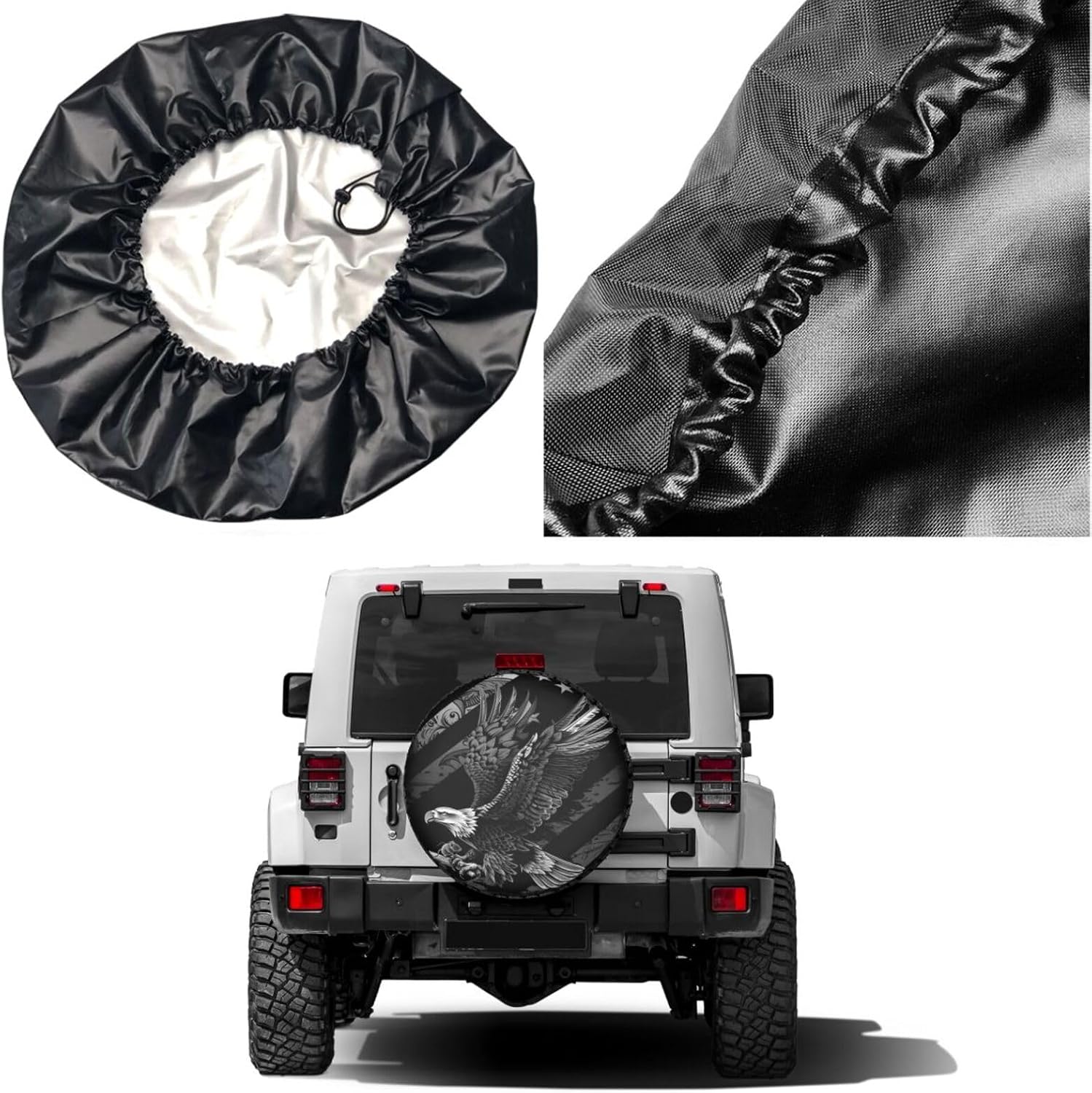 American Flag Flight Eagle Spare Tire Cover Dust-Proof Wheel Tire Cover Fit Trailer, RV, SUV and Many Vehicle 15 Inch