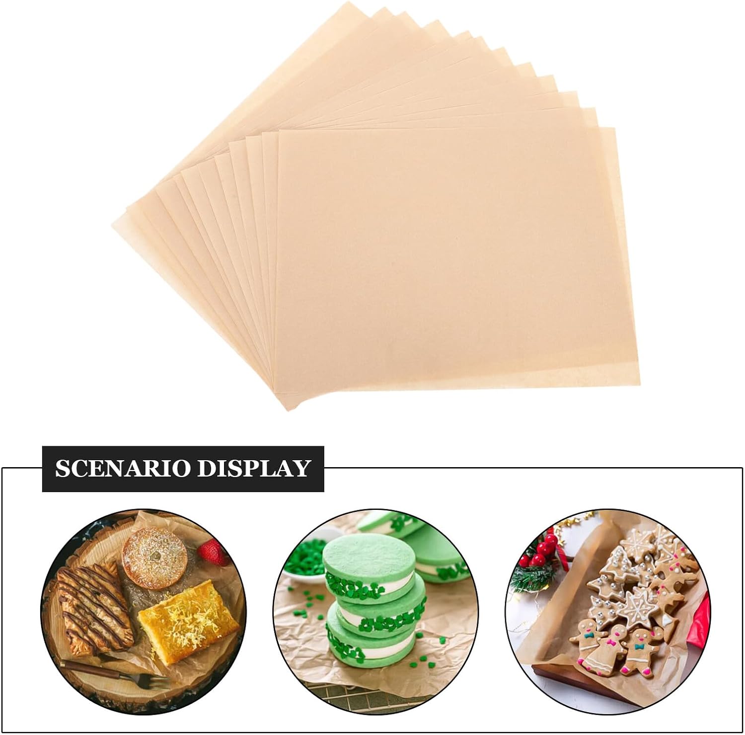 100pcs Non-stick Baking Parchment Paper 40x30cm Unbleached Silicone Coated Oven Liner High Heat Resistant Cooking Sheets for Air Fryer Grilling and Baking