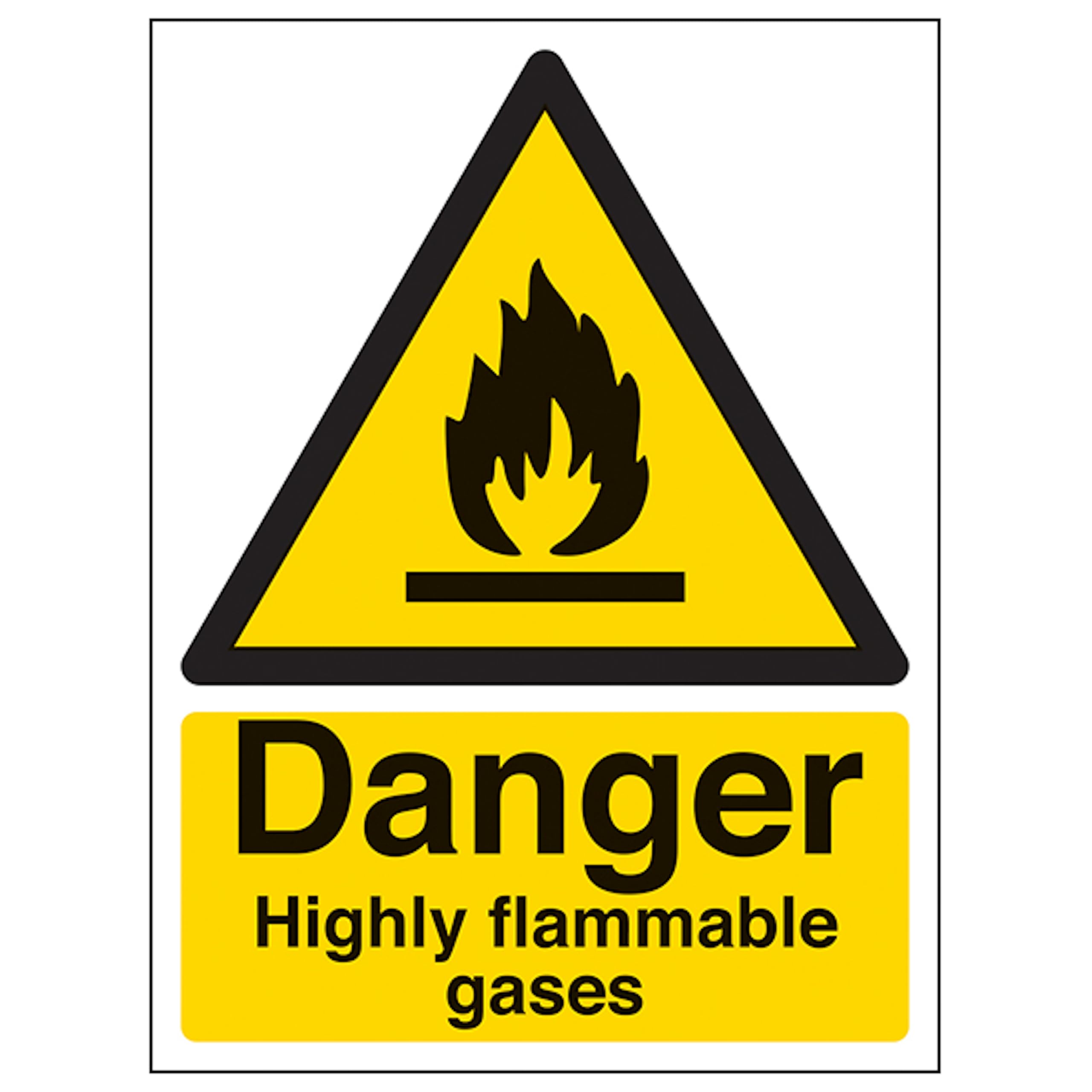 V Safety Danger Highly Flammable Gases - Portrait 150 x 200mm - 2mm Rigid Plastic Safety Sign