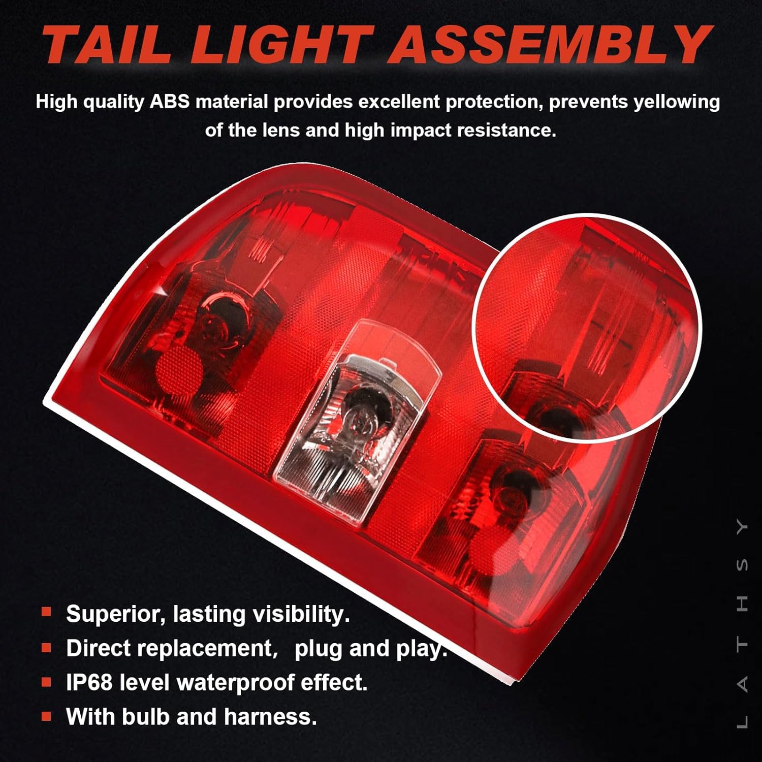 Tail Light Assembly Compatible With 2007-2013 Chevy Silverado 1500 2500HD 3500HD GMC Sierra 2500 HD 3500 HD (Red Border, Right Passenger Side)