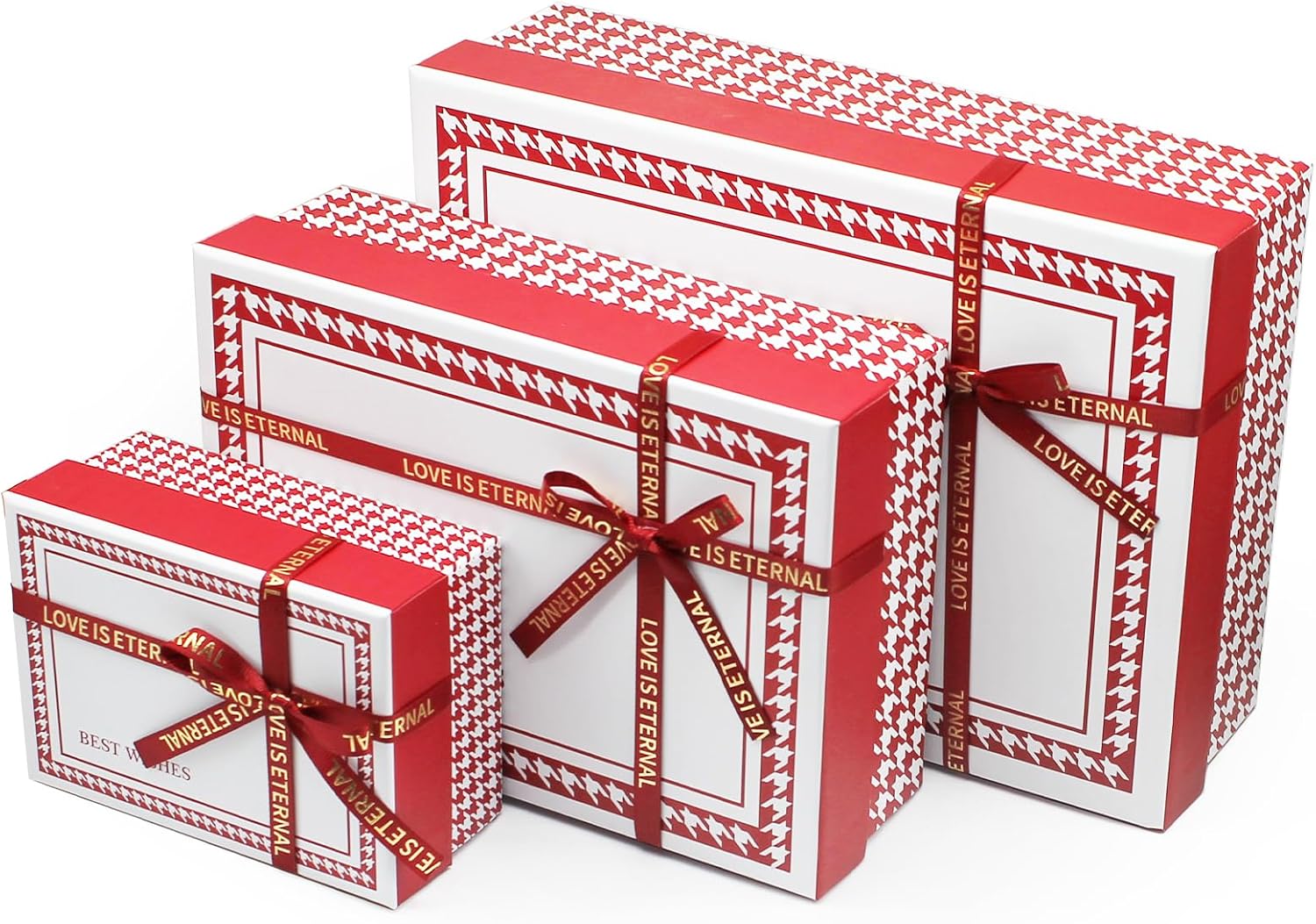 Amazon.com: Giftilious Gift Boxes With Lids, 3 Sizes Red Gift Wrap ...