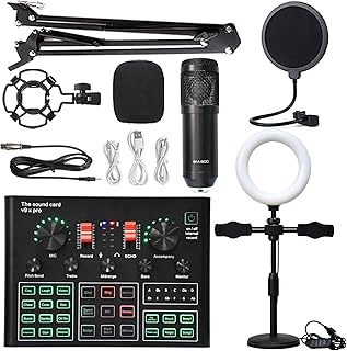 ABBNIA Mezclador de Audio, Condensador, Micro Paquete, Conjunto de Soporte para Tarjeta de Sonido en Vivo, Condensador, Micro Tarjeta de Sonido, Equipo de transmisión