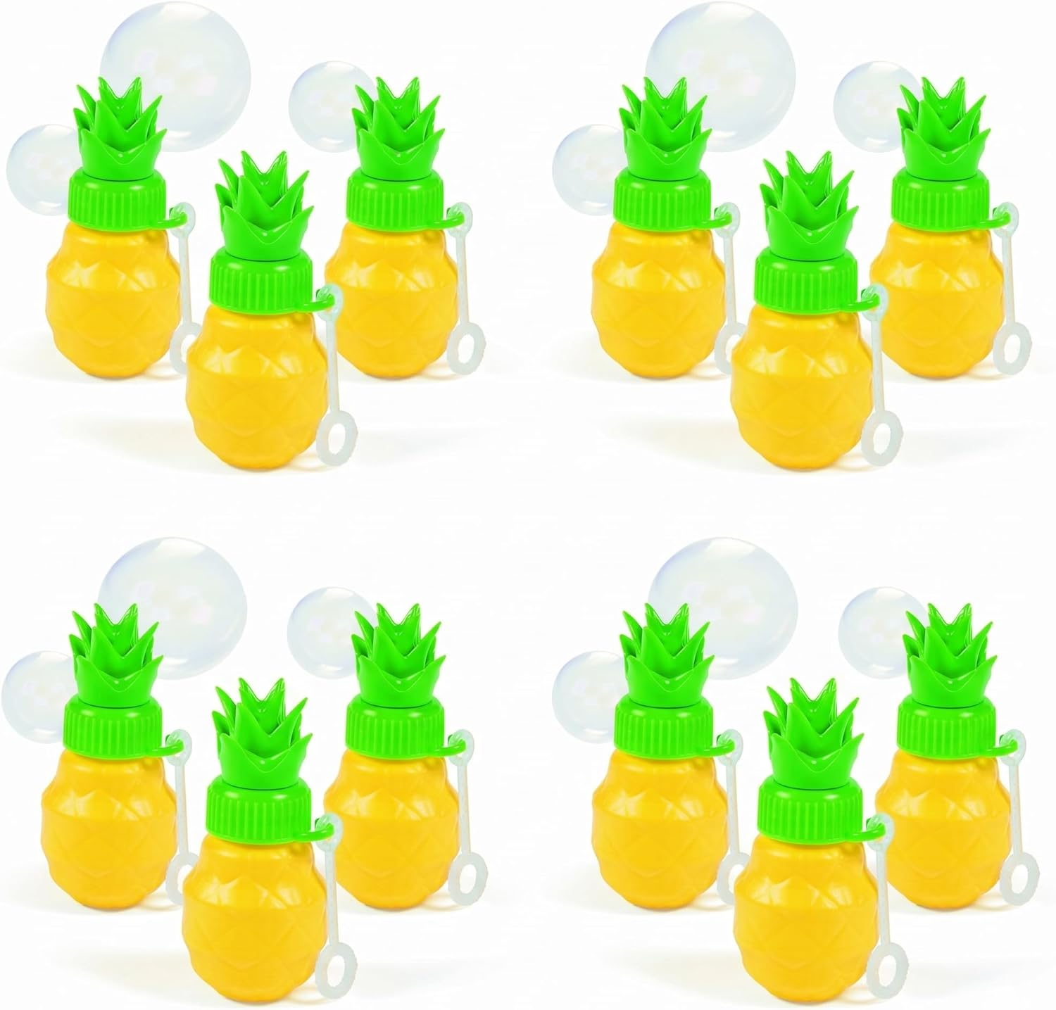 Fun Express Pineapple Bubble Bottles Party Favors for Kids 12 Pack - Mini Bubble Wands Bulk Toys for Goodie Bags Stuffers | Hawaiian Luau Pool Beach Birthday Party Supplies & Classroom Prizes