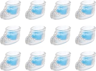 Mega Candles 12 pcs Scented Baby Powder Blue Glass Baby Bootie Container Candles, Palm Wax Candle, Baby Shower Gifts, Decorative Accent, Home Décor, Memory Keepsake, Party Favors, Relaxations