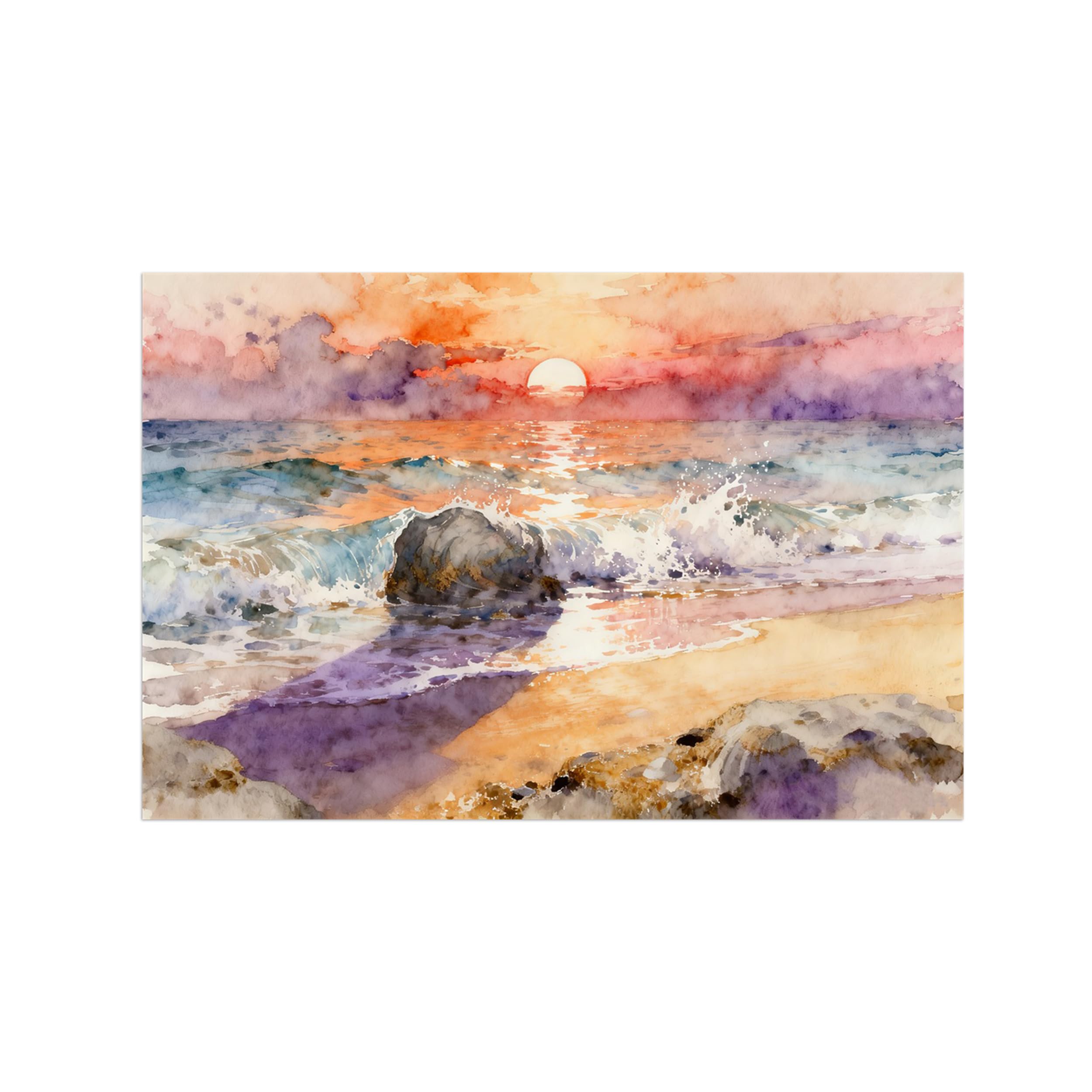OZPWBVY Beach Clouds Sunset Landscape Canvas Wall Art Print Painting 50x75cm Unframed