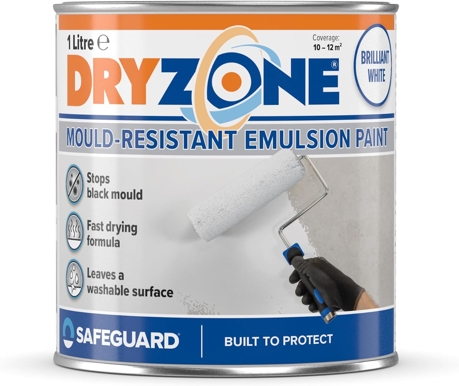 Dryzone Bathroom & Kitchen Paint (1 Quart) Brilliant White - 105 sq. ft to 130 sq. ft coverage