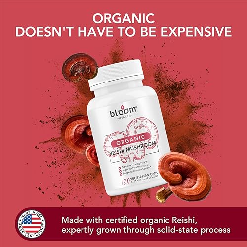 Miniatura 3 de Cápsulas de hongos Reishi, Ganoderma Lucidum orgánico para apoyo inmunológico, salud cardiovascular y energía, sin gluten, sin OMG, apto para