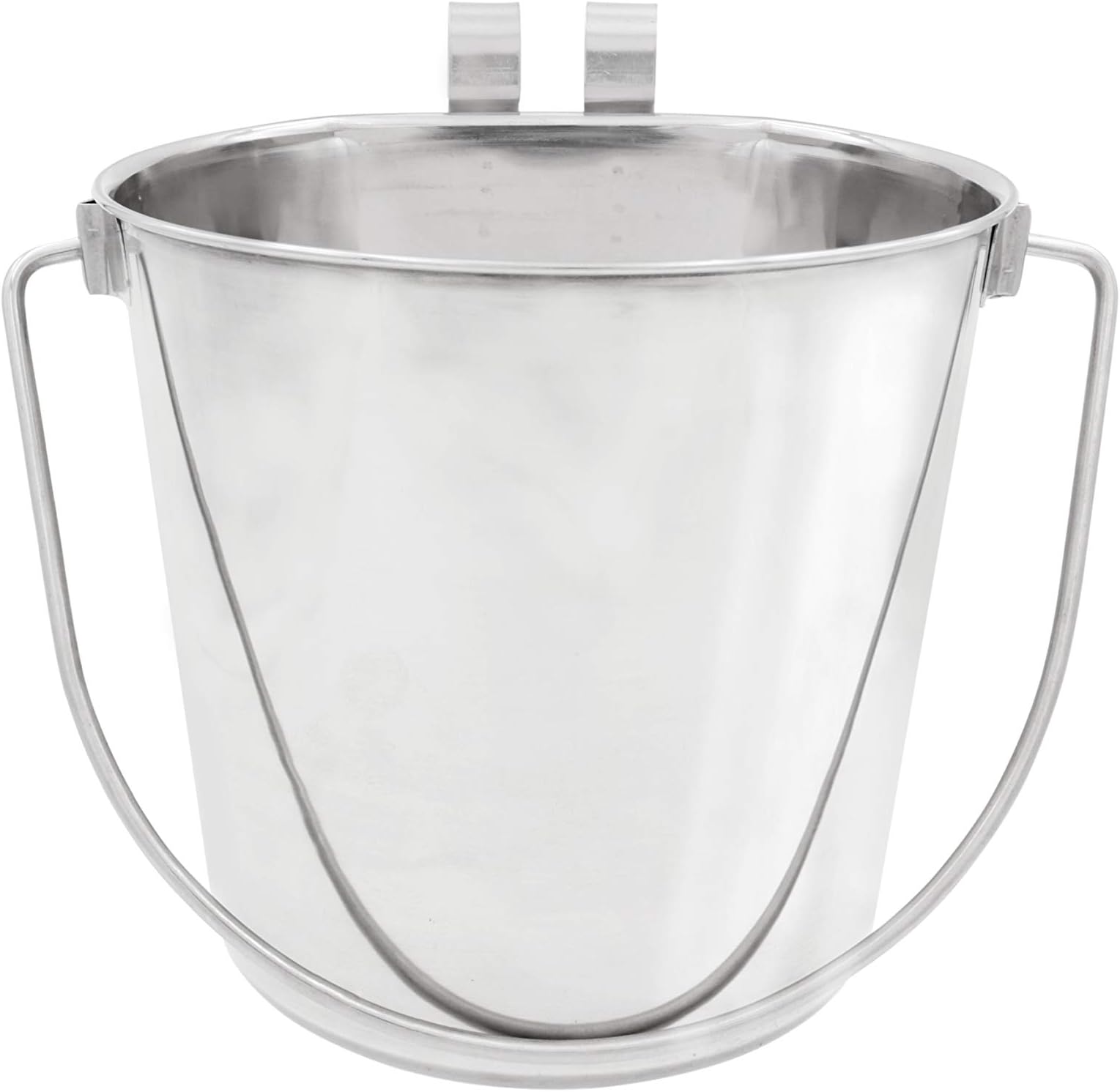 Fuzzy Puppy Flat Sided Pail with Dual Hooks, Snugly Fit On Dog, Cat and Critter Crates & Cages, Heavy Duty Stainless Steel | 4 Quart, (PN: FSP-4)