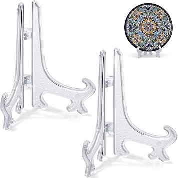 2Pcs Small Clear Acrylic Plate Stands for Display 3Inch Holders