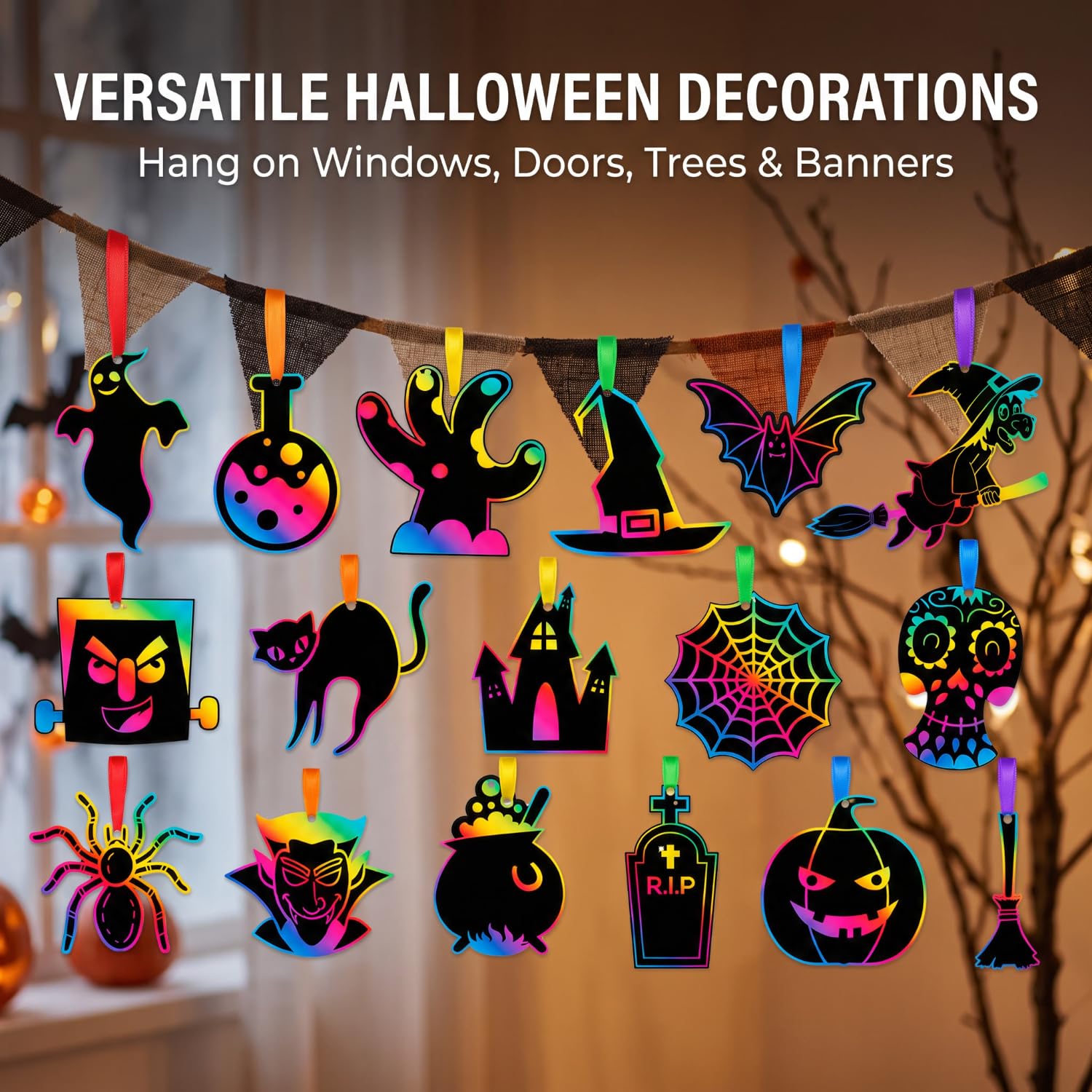 Halloween Scratch Art Crafts - 48 Ornaments -5