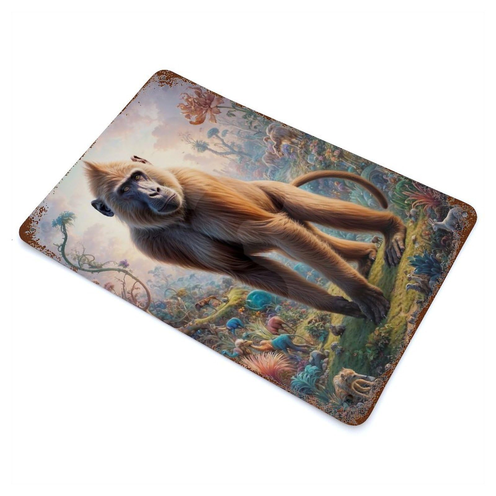 Surreal Baboon Safari Retro Metal Sign 11.8"x7.9", for Garage, Bar And Workshop Decor, Shabby Chic Decor