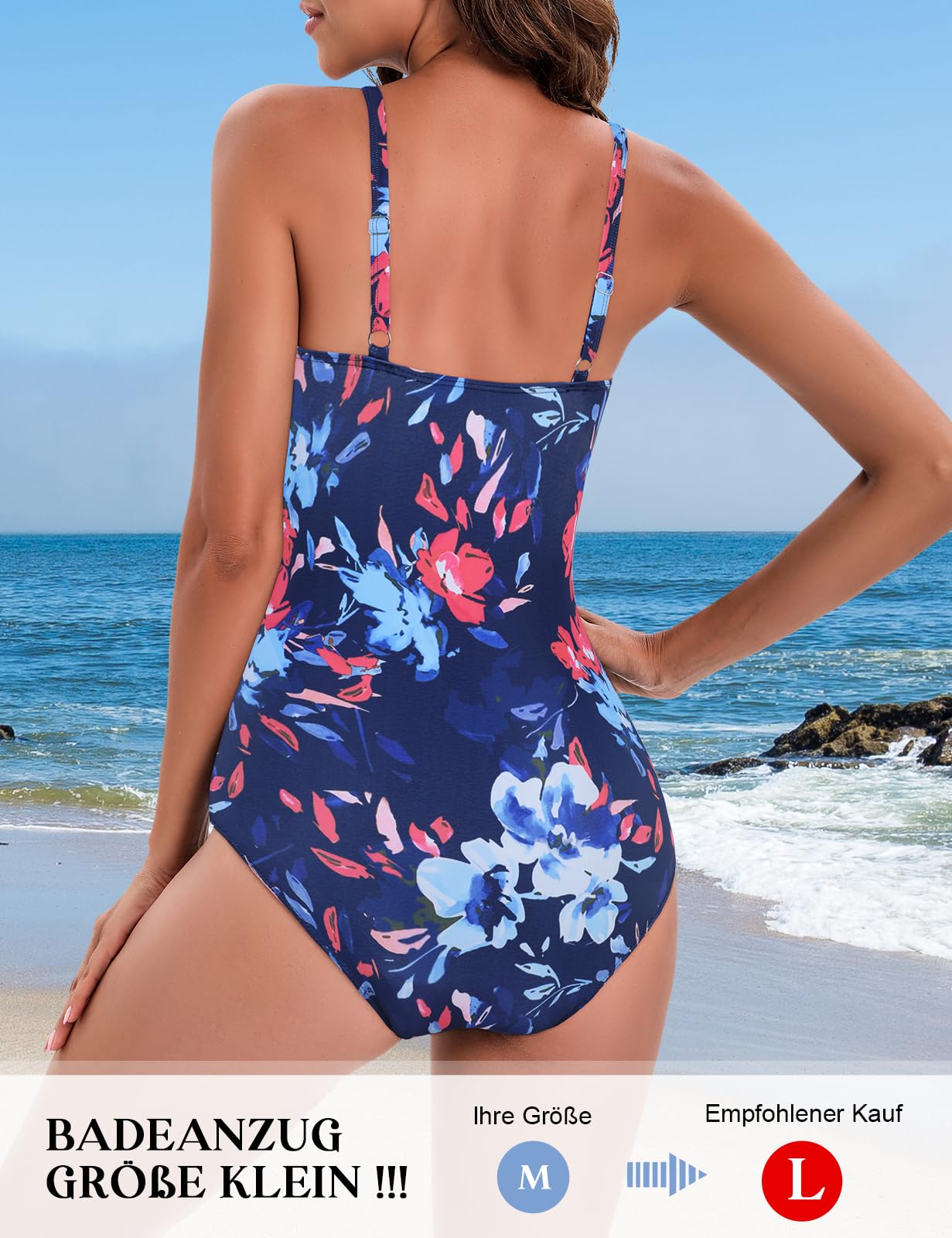 Durio Badeanzug Damen Bauchweg Badeanzug für Damen Wickeloptik Bauchweg Push Up Einteilige Sexy Shape Bademode Swimsuit