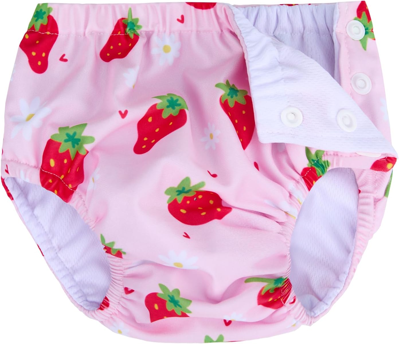 Baby Newborn Reusable Swim Diapers Washable Toddler Unisex Swim Diaper Infant Swimming Diapers (Pink Strawberry, 2-3 T)