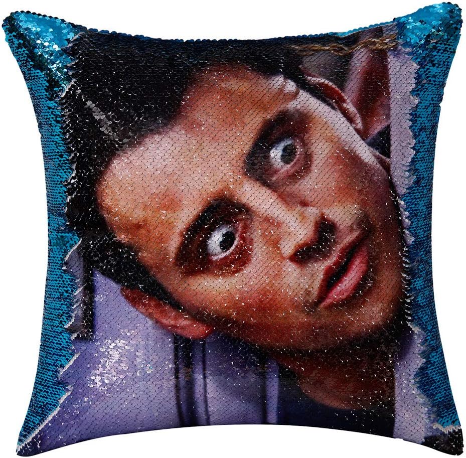 CARLOTA Friends TV Show Joey Tribbiani Flip Sequin Pillow Cover Magic Reversible Cushion Case Funny Mermaid Pillow Cover Funny Gag Gift for Her Him(Lake Blue)