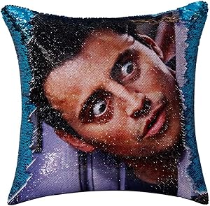 CARLOTA Friends TV Show Joey Tribbiani Flip Sequin Pillow Cover Magic Reversible Cushion Case Funny Mermaid Pillow Cover Funny Gag Gift for Her Him(Lake Blue)
