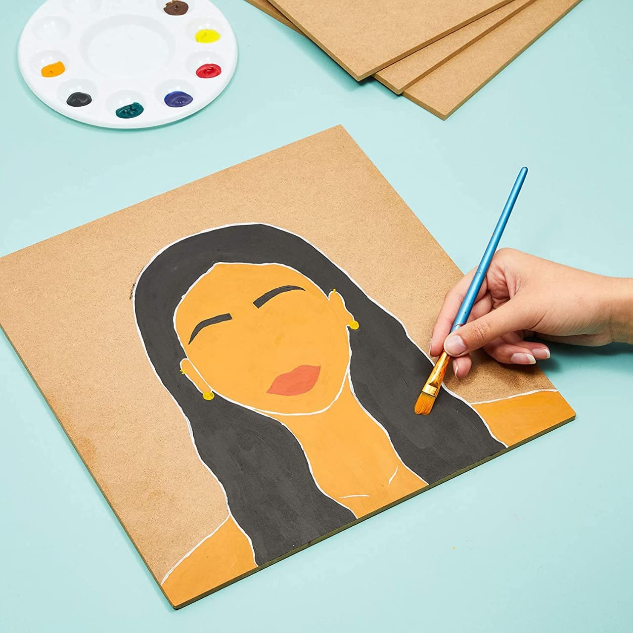 Variety Canvas 6 Piece A4 Size MDF Boards for Art and Craft, Wood Sheets for Craft Work, DIY Cutouts (Square 9 x 12 - 6PC) 1