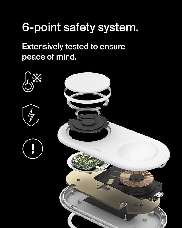 Belkin 3-in-1 MagSafe-Compatible Wireless Charging Pad with Qi2 15W - iPhone Charger - Fast Charging Wireless Charging Station for iPhone 17, 16, & 15 Series, AirPods, Apple Watch, & More - White by Belkin - Image 7