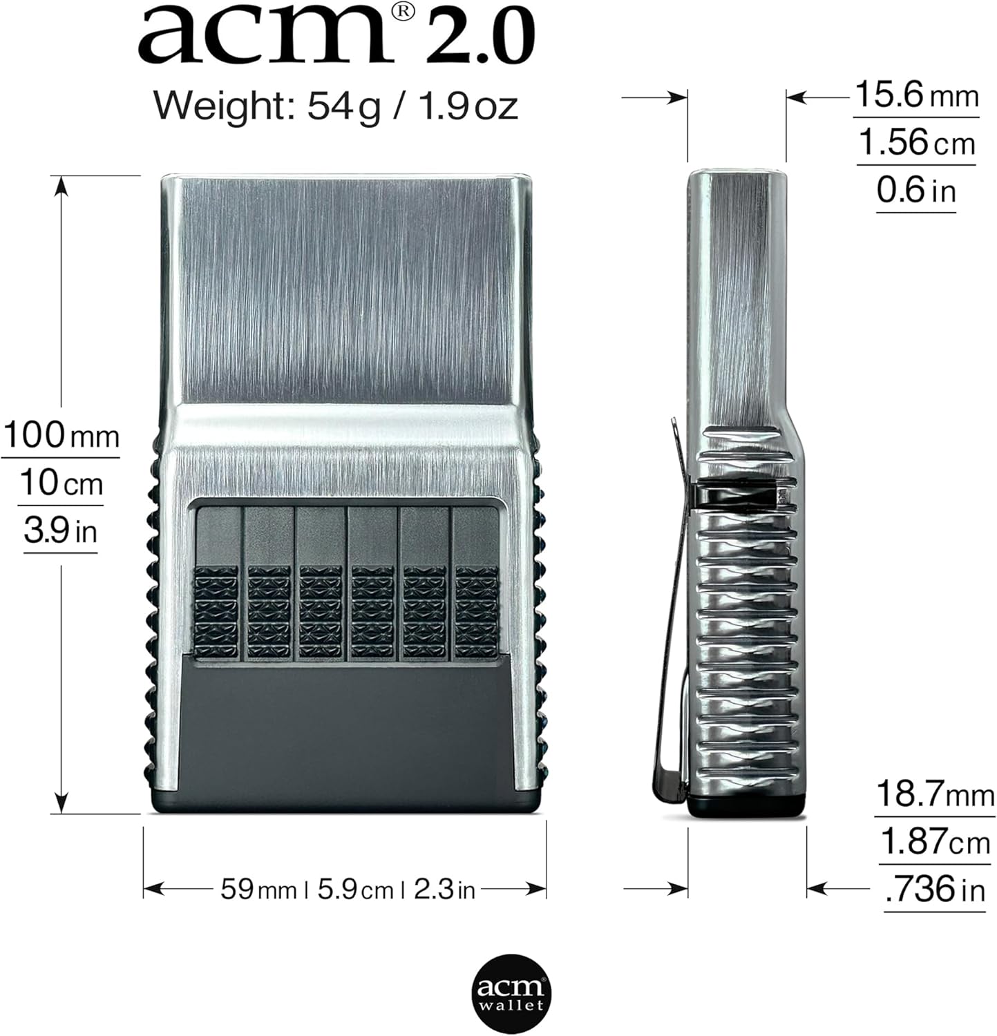ACM 2.0 Wallet with Cash Clip, Individual Card Selection, Scratch and Damage Free Card Protection, RFID Blocking Wallet for Men and Women (Chrome Silver)