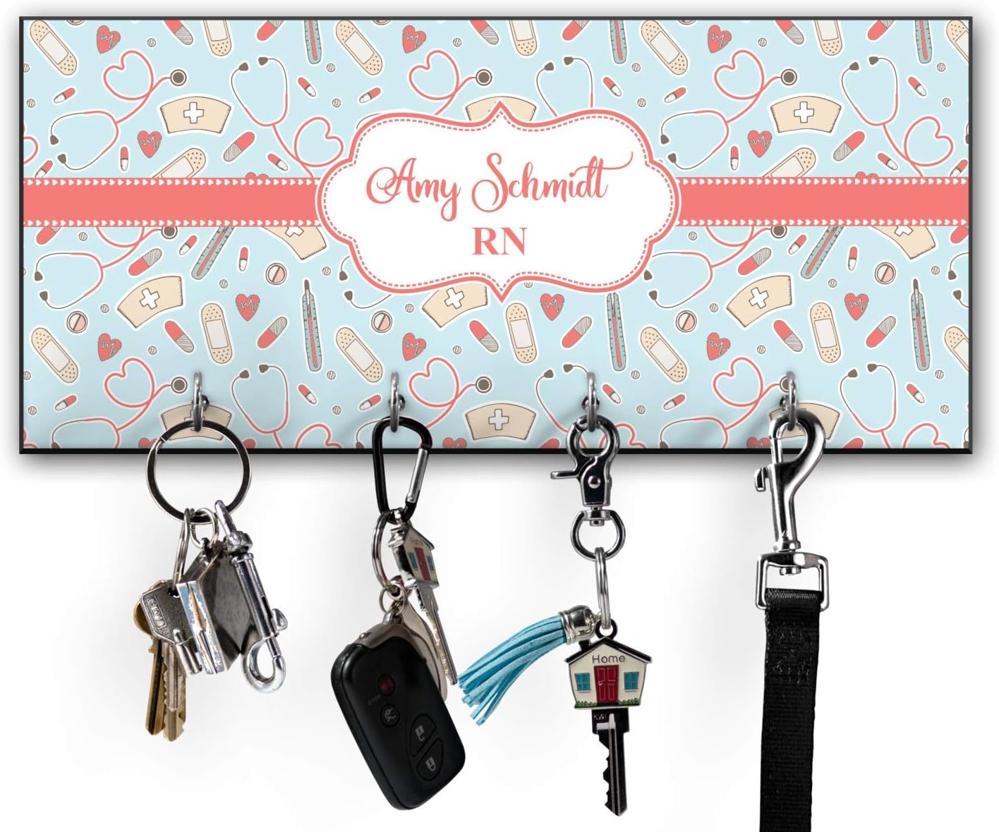 YouCustomizeIt Personalized Nurse Key Hanger w/ 4 Hooks w/Name or Text