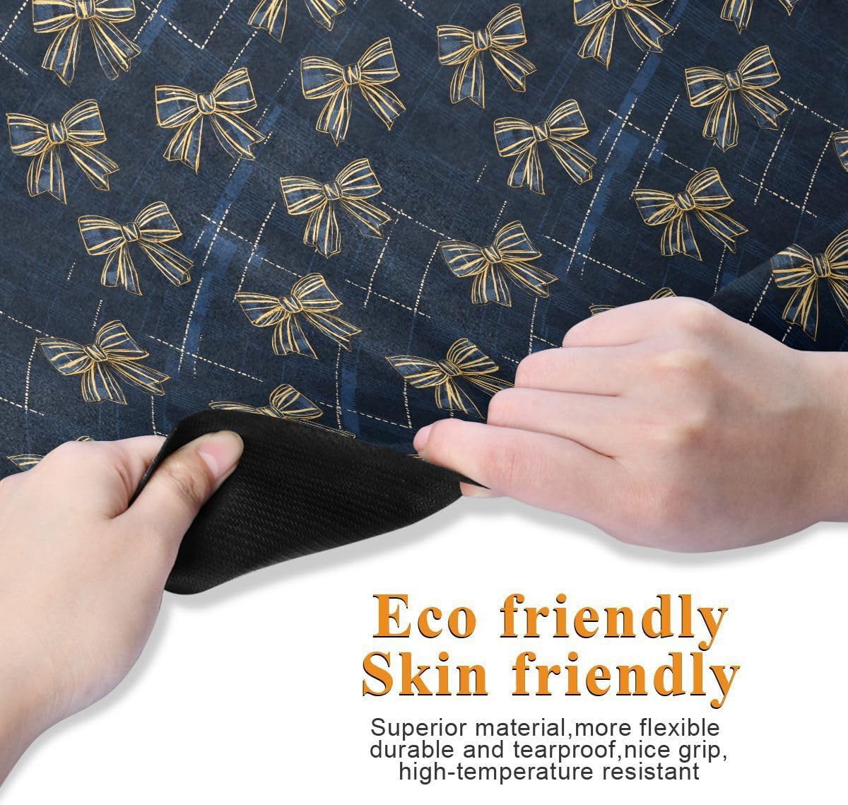 ALAZA Gloden Bow Blue Plaid Pattern Yoga Mat Non Slip Fitness Exercise Mat, Workout Mat for Yoga, Pilates and Floor Exercises