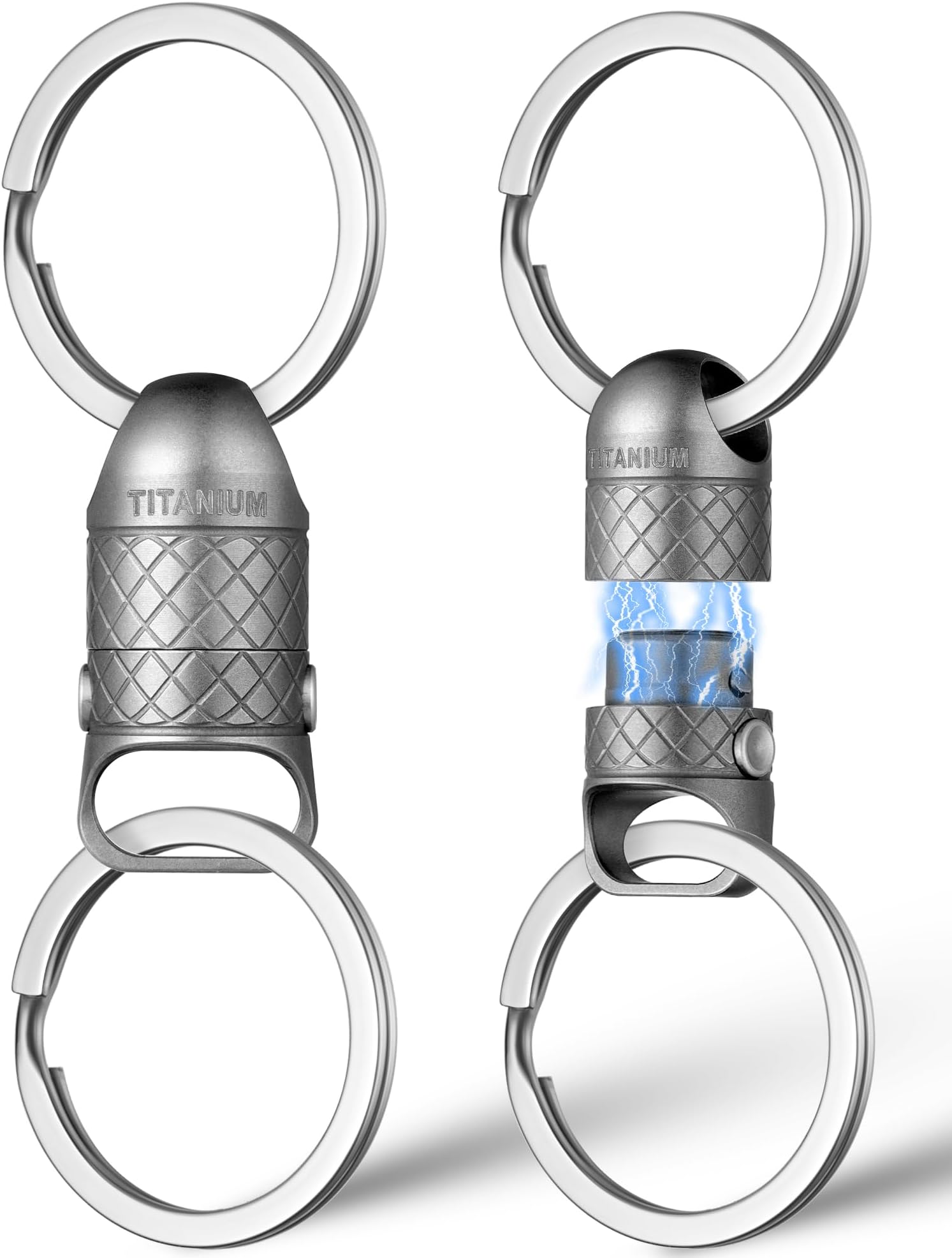 FEGVE Titanium Quick Release Keychain for Men,Pull Apart Detachable Keychain,Mini But Heavy Duty Keychain-360 ° rotation