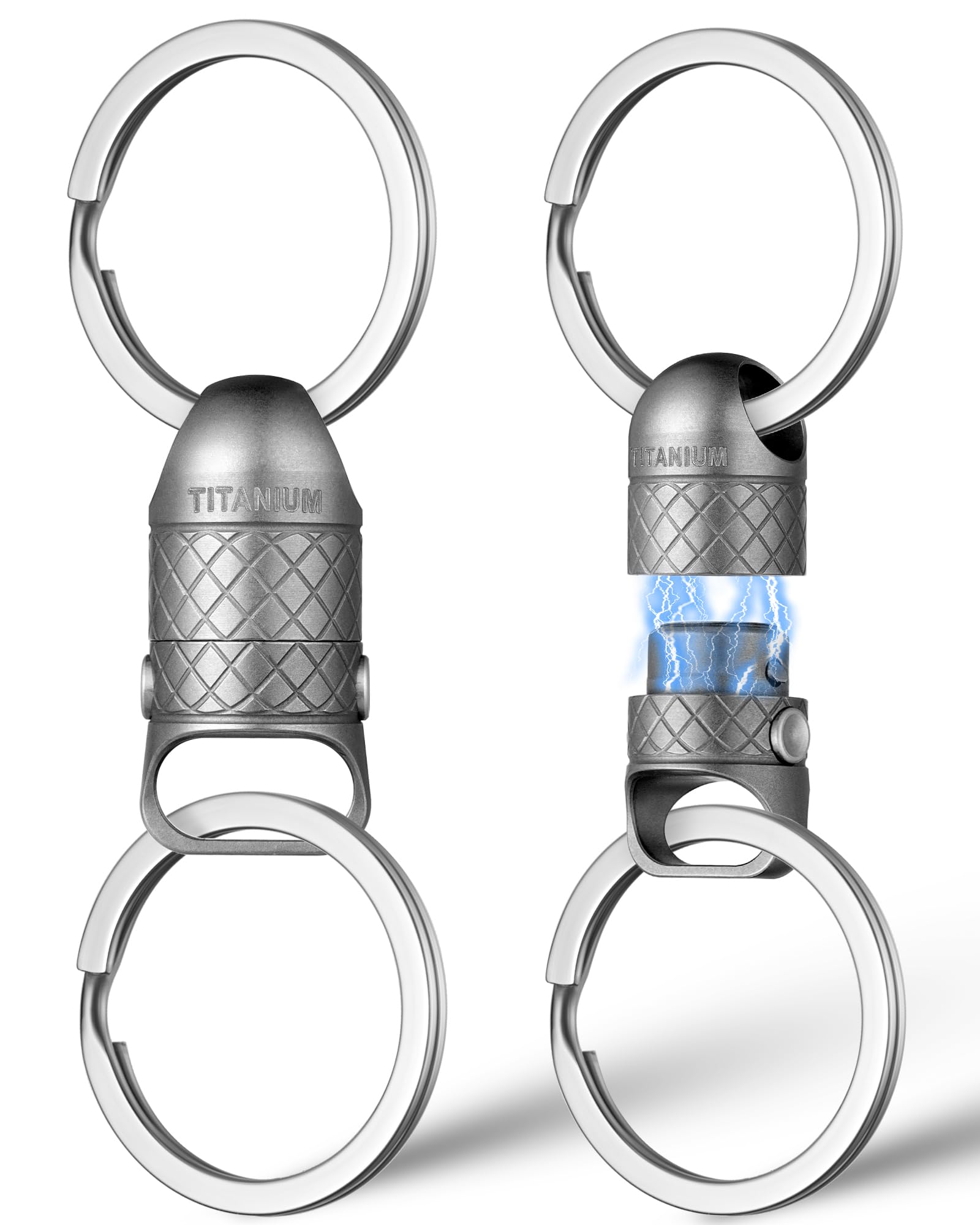 FEGVE Titanium Quick Release Keychain for Men,Pull Apart Detachable Keychain,Mini But Heavy Duty Keychain-360 ° rotation