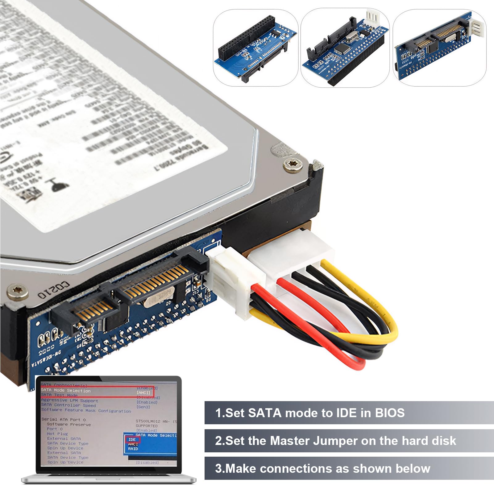 Adaptateur IDE SATA Convertisseur 40 Broches vers SATA Femelle pour Disque Dur 3,5"