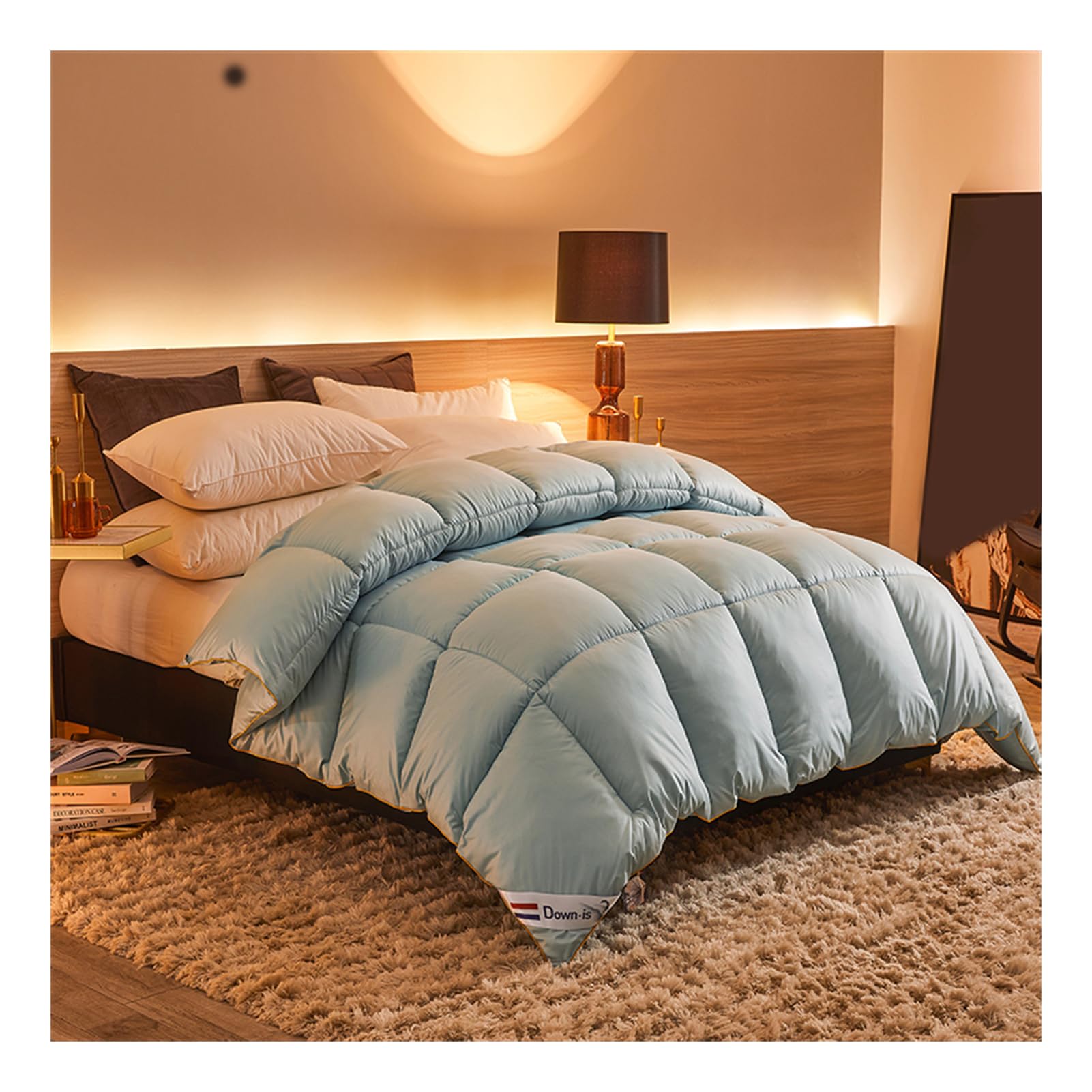 Trapunta Invernale, Piumone Invernale Matrimoniale in Piuma d’Oca 780 gr/mq, Piumone Matrimoniale 4 Stagioni, Piumino Caldo per la Casa e l'hotel (Grigio Blu,220x240cm(3.5kg))