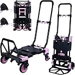 JJSMKCH 3-in-1 Folding Dolly Cart with Wheels for Stairs,330 LBS Stair Climbing Dolly Foldable with Retractable Handle,Stair Climber Hand Truck for Home,Moving,Warehouse (Green)