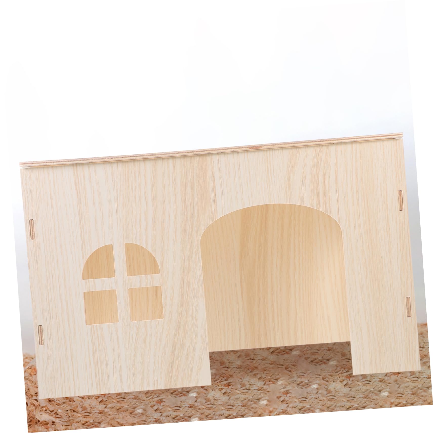 POPETPOP Casa de Madera Beige para Hámster y Conejos, Nido Refugio Resistente para Pequeños Roedores, Refugio Cómodo y Seguro para Mascotas Pequeñas