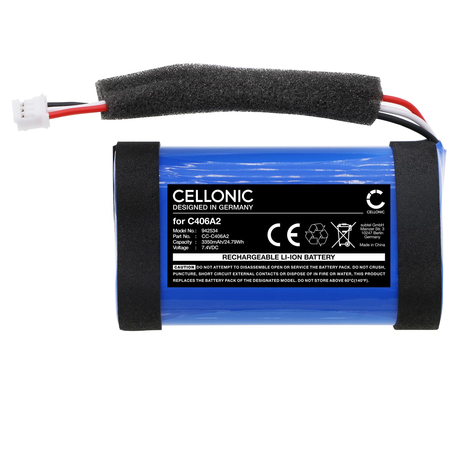 CELLONIC 1x Batterie pour Enceinte Compatible avec Marshall Emberton II, Emberton, C406A2 - (3350mAh, 7.4V)