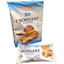 Dora3's-Croissant di Pastasfoglia, Two Flavoured Chocolate Cream and Milk Cream, Individually Wrapped, 6 Count
