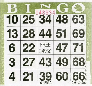Bingo Paper Game Cards - 1 Card - Olive - 500 Cards per Pack, Made in USA