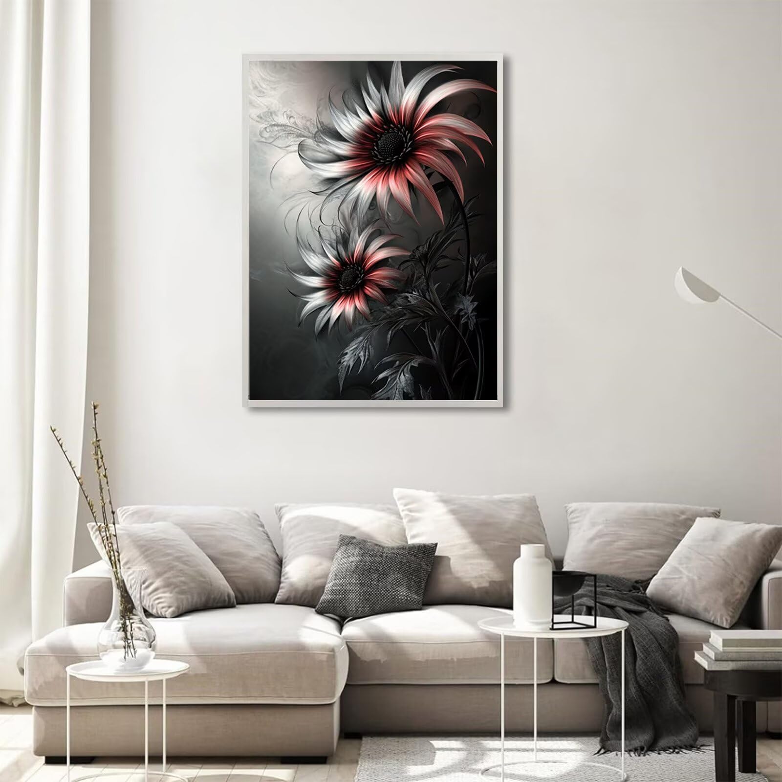 Diamond Painting Kit Completo Nero Diamond Painting Fiori Modello, 5D Fai Da Te Passatempo per Adulti Strass Ricamo Punto Croce Diamantini Crystal Art per Home Wall Room Decor Regalo 80x120cm,Model956