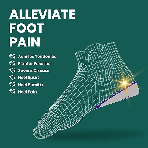 Miniatura 10 de Welnove Insertos de gel para talón de talón para tendinitis de Aquiles, fascitis plantar, dolor de talón, espolón de talón, soporte de elevación de