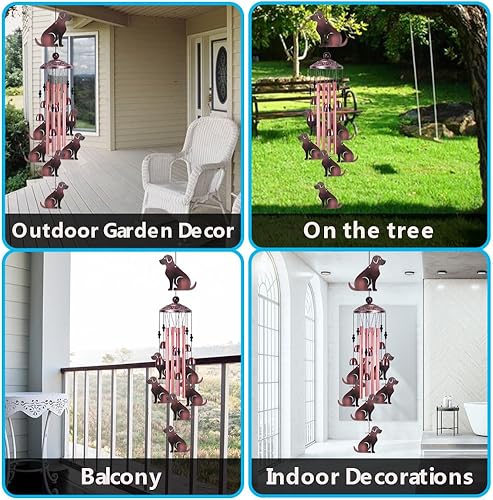 Miniatura 6 de Campanillas de viento para perros para decoración de exterioresinteriores, con gancho, 6 campanas para 7 perros, campanilla de viento conmemorativa,