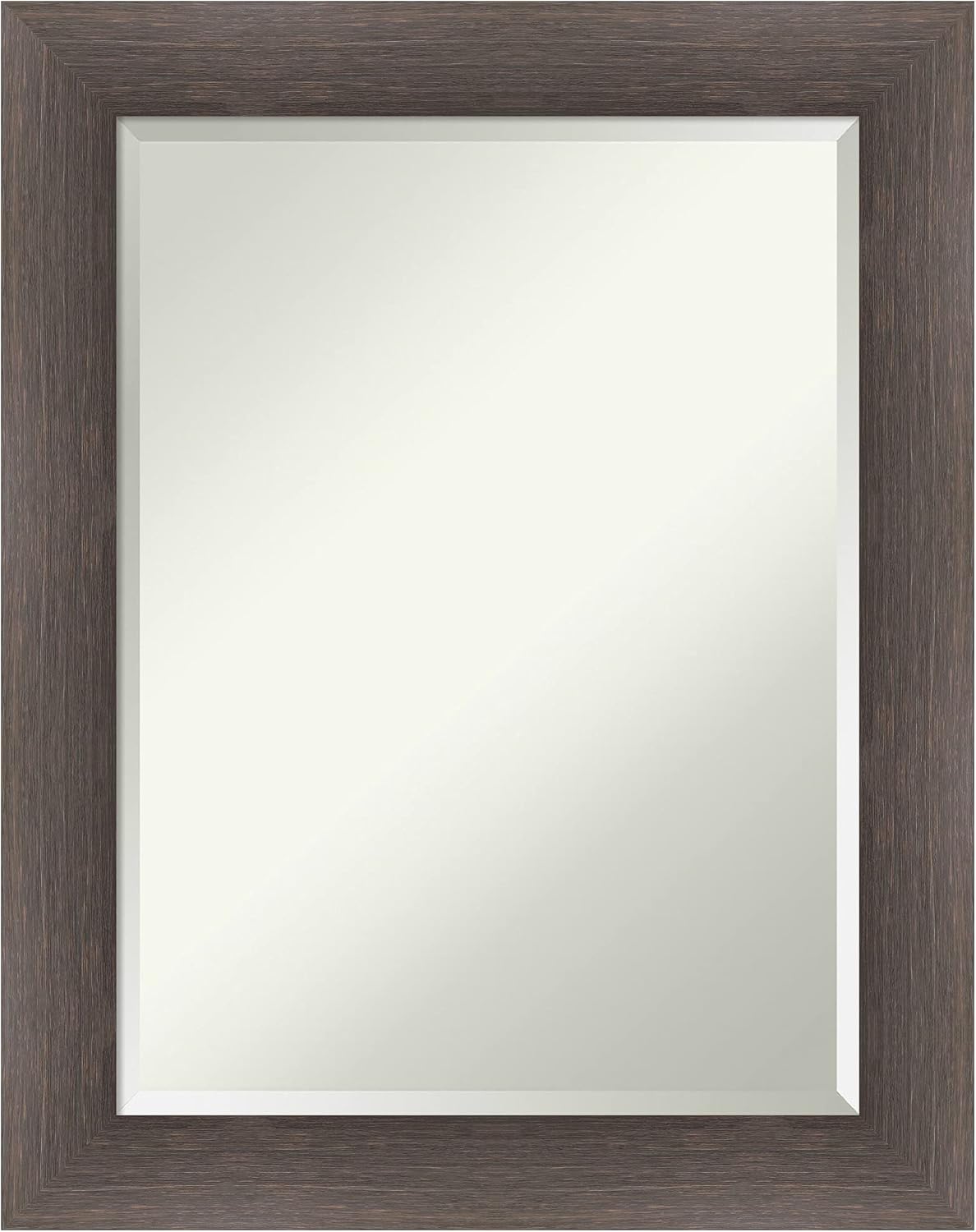 Amanti Art Brown Bathroom Mirror for Over Sink, 29x23 Hardwood Chocolate Rectangle Vanity Mirror, Medium Country Rustic Wood Frame, Hangs Horizonally and Vertically, Bathroom Wall Decor, Beveled Edge