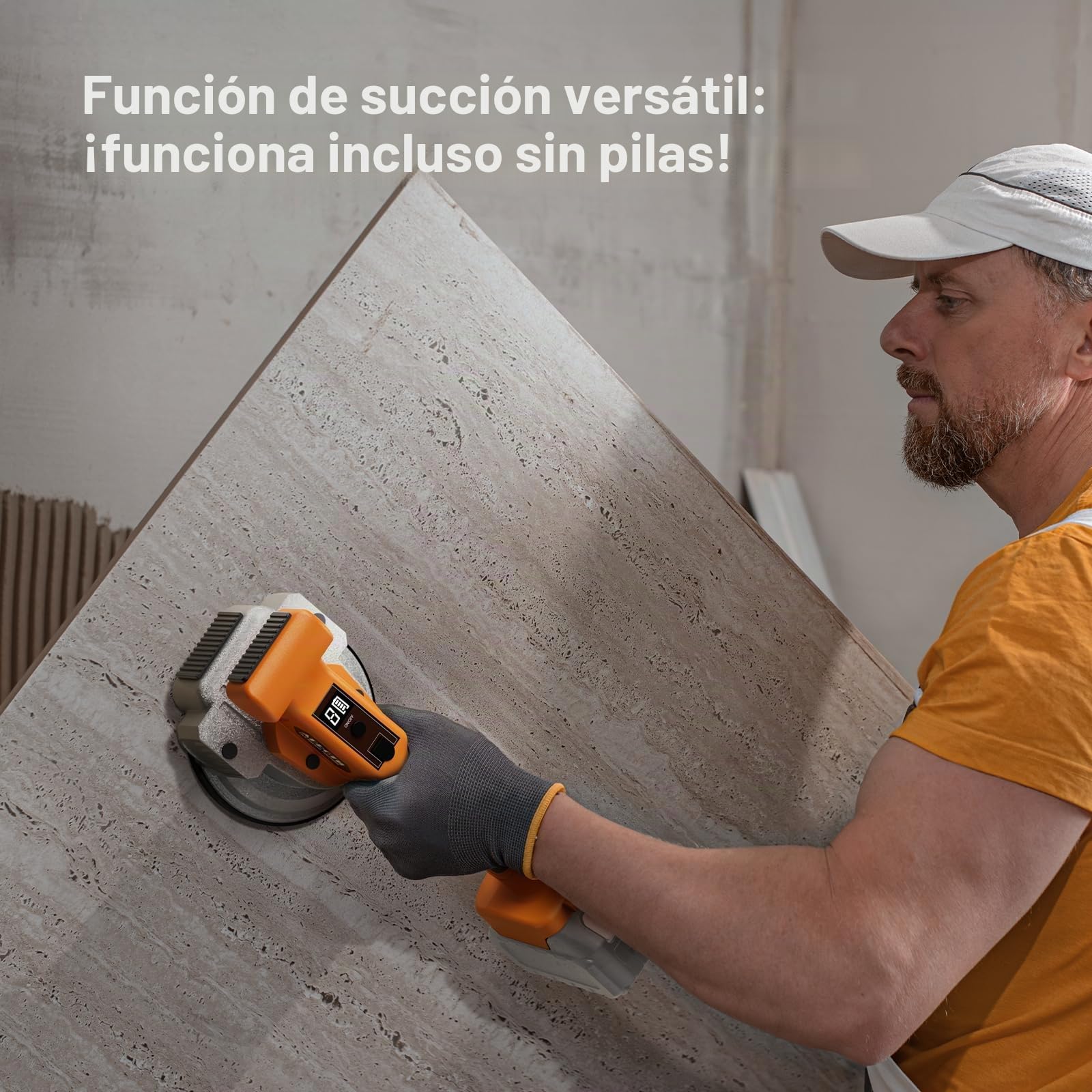 Maquina Vibradora Azulejos Compatible con Batería Makita 18V, Vibrador Ventosas Para Azulejose con 9 Velocidades, Pantalla Digital para Baldosas Grandes(Batería-agotada)