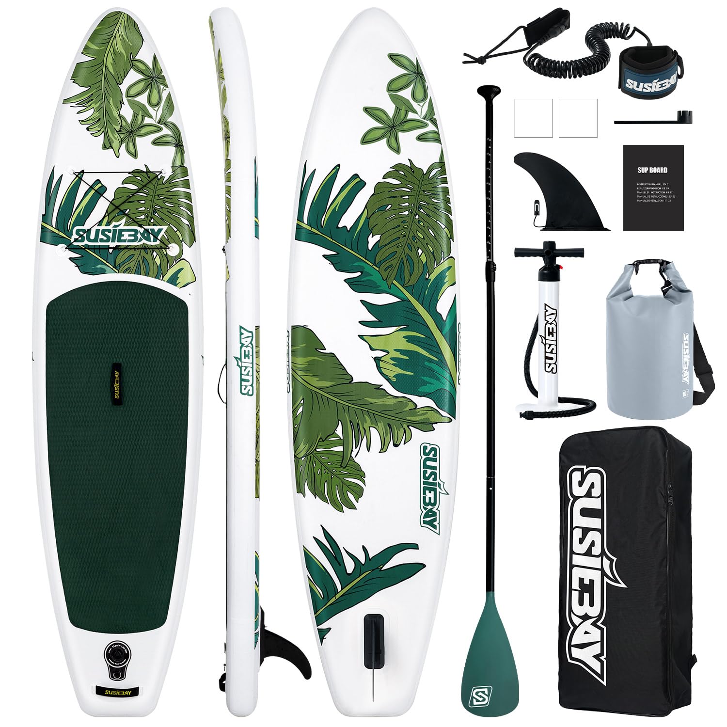 Inflatable Paddle Board, 10‘6“ 11ft Stand UP Paddle Board for Adult & Youth with sup Accessories, Wide Stance for All Levels, Traveling Board, Sup Board,Non-Slip Deck, Double Action Pump,SUSIEBAY