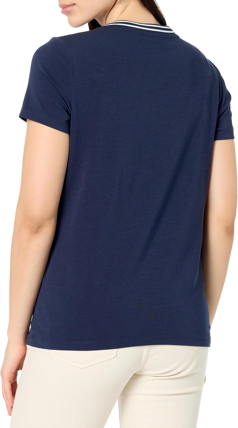 Nautica Women's Solid V-Neck Short Sleeve T-Shirt - Image 2