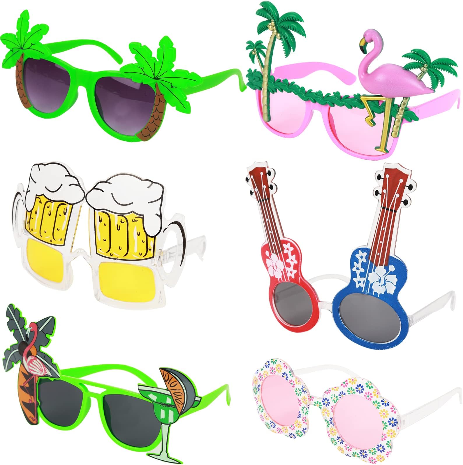Luau Party Sunglasses, Funny Hawaiian Glasses Novelty Summer Party Glasses Beach Party Sunglasses Tropical Fancy Dress Favors Supplies Decoration for Children Adults Luau Party Supply