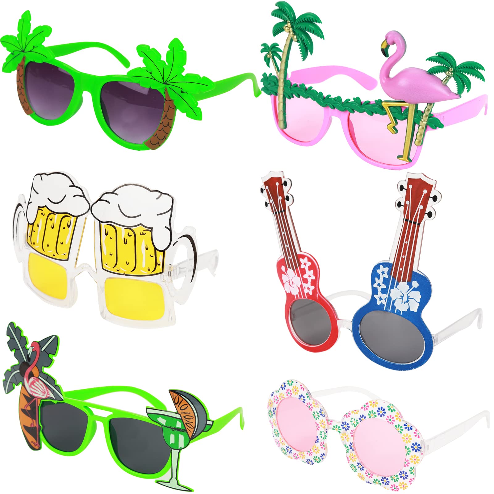 Gukasxi Luau Party Sunglasses, Funny Hawaiian Glasses Novelty Summer Party Glasses Beach Party Sunglasses Tropical Fancy Dress Favors Supplies Decoration for Children Adults Luau Party Supply