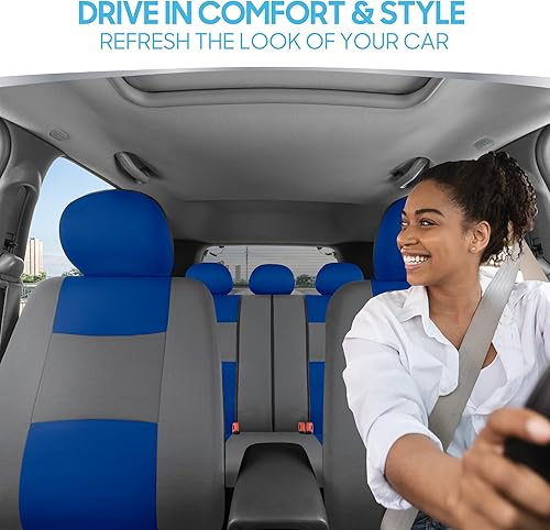 Miniatura 115 de BDK PolyPro - Juego completo de fundas de asiento de automóvil en color menta sobre negro, fundas de asiento delantero y trasero, accesorios