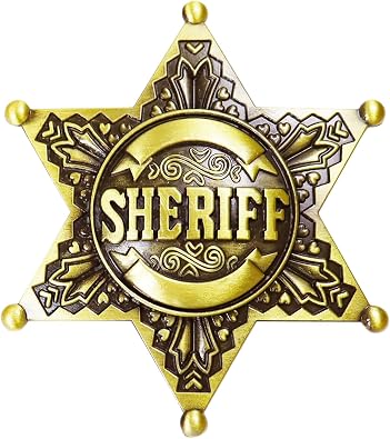 Sheriff Metal Police Badges Pins - Western Deputy Star for Cowboy Party Decoration, Dress-Up Custom Badge, Themed Birthday Pin Decorations