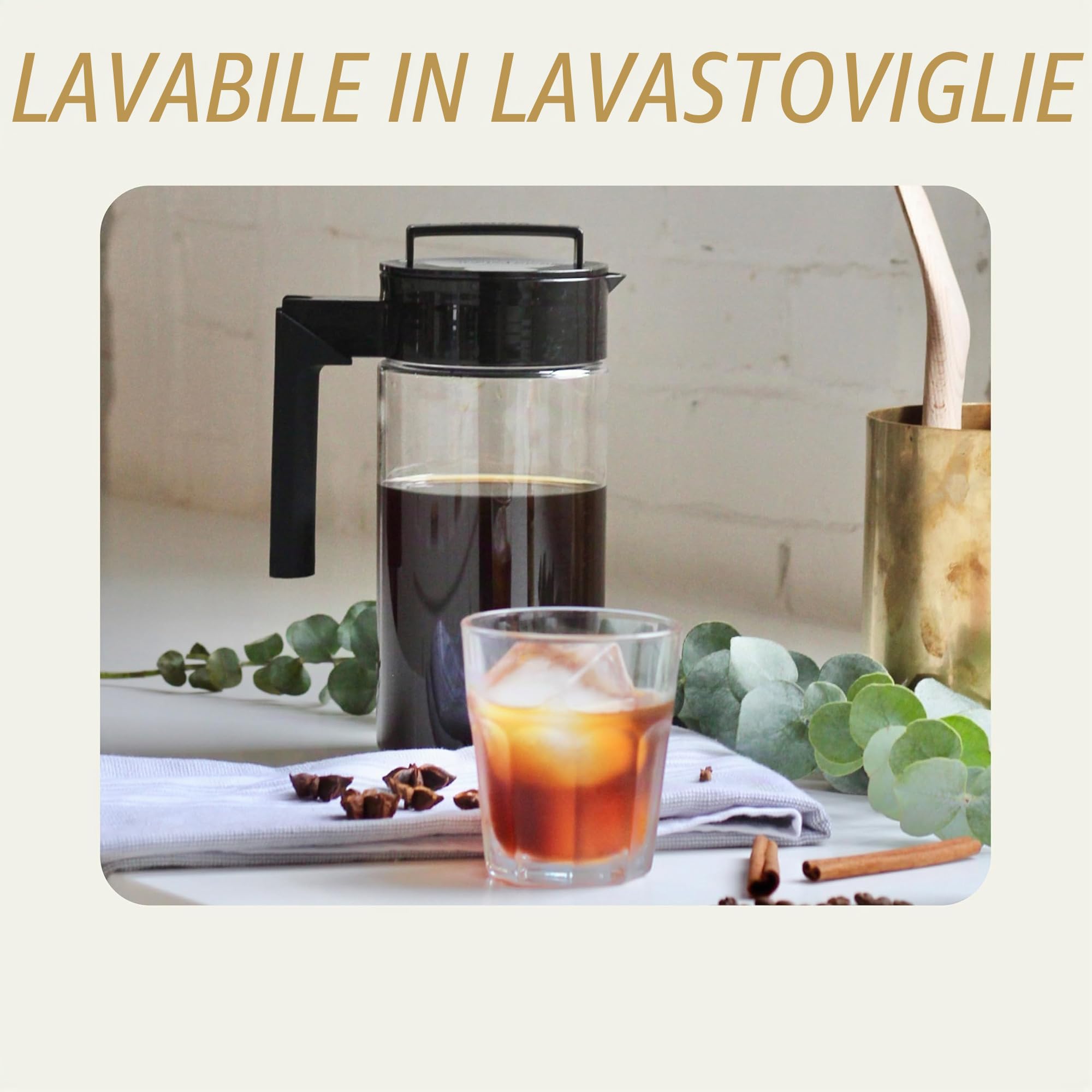 Takeya Brevettato Deluxe Cold Brew Caffettiera, 1 qt, Nero