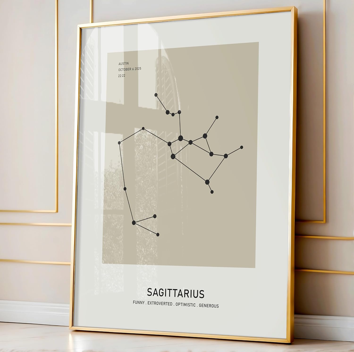 Poster Master Personalized Sagittarius Print, Customized Constellation Star Map Poster and Canvas, Zodiac Sign Art, Gift for Family, Loved Ones, Friends, Available in 8x10 to 30x40