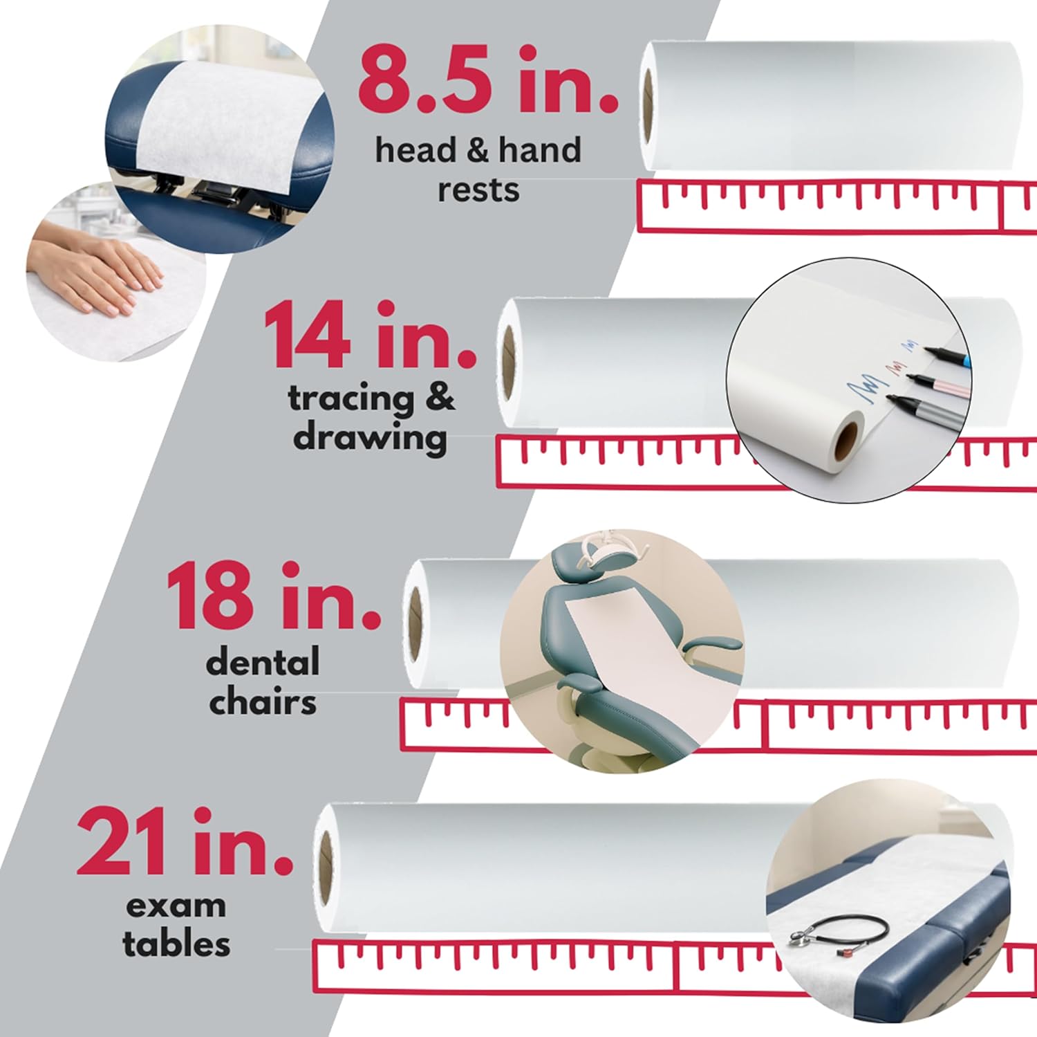 Dealmed Exam Table Paper (12 Rolls) 14” x 225' Smooth, White Medical Exam Cover for Doctor’s Offices, Medical Facilities, Patternmaking, Tracing and More