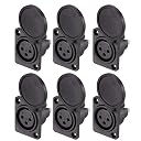 uxcell 3-Pin XLR Female Jack Panel Mount for Microphone Connector Adapter Converter Audio Speaker with Waterproof Cover 6Pcs gallery image